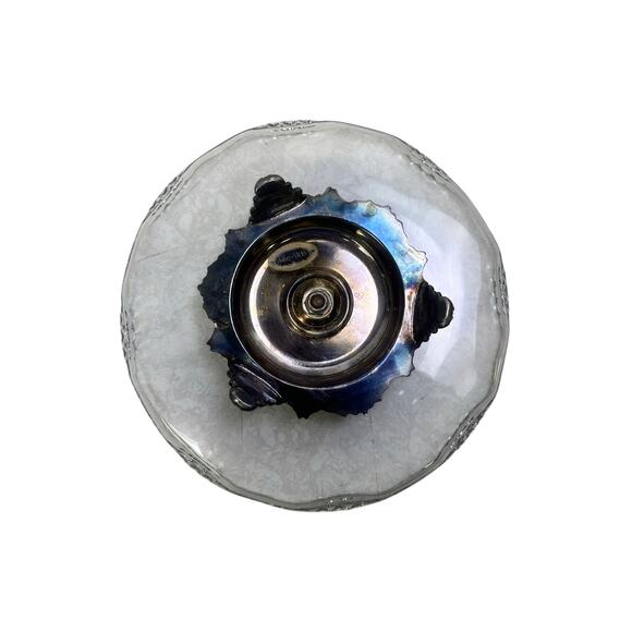 Sacks Silver Plate Vintage Footed Lazy Susan Glass Revolving 13" Cake Stand - Picture 5 of 7